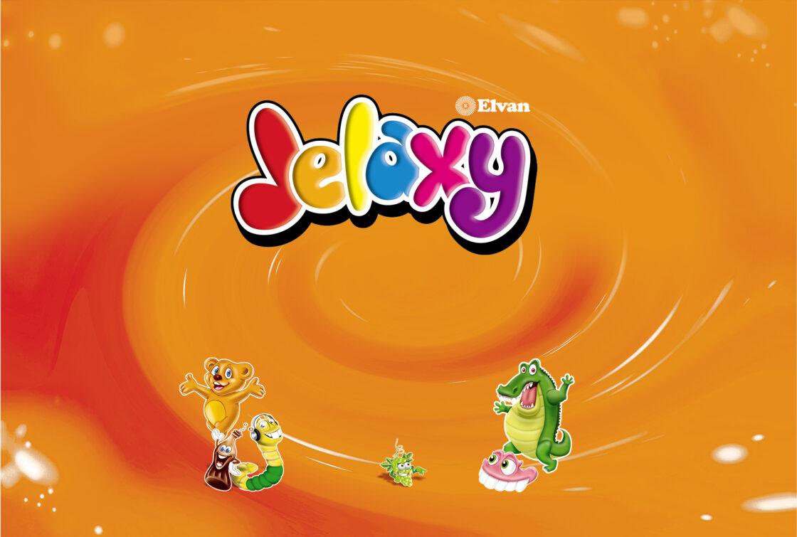 Elvan Jelly gumeni bomboni na narančastoj pozadini